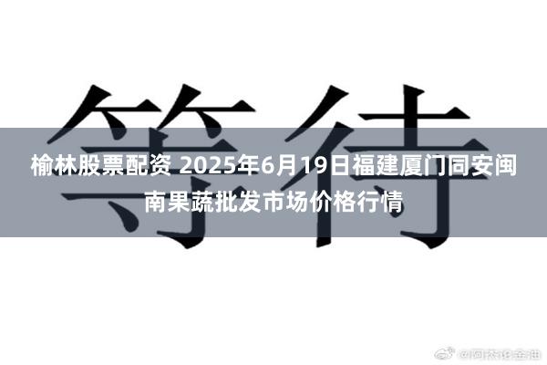 榆林股票配资 2025年6月19日福建厦门同安闽南果蔬批发市场价格行情