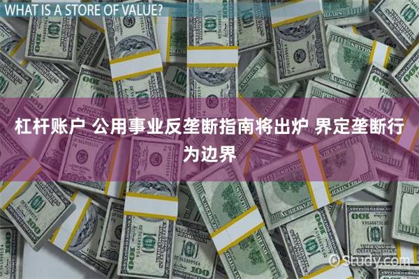 杠杆账户 公用事业反垄断指南将出炉 界定垄断行为边界