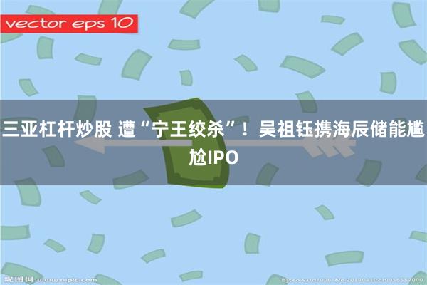 三亚杠杆炒股 遭“宁王绞杀”！吴祖钰携海辰储能尴尬IPO